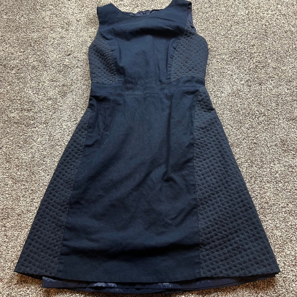 J.Crew Dress Womens 4 Blue Textured Sleeveless Fit Flare Mini Workwear Cocktail